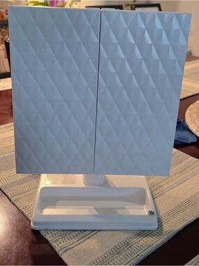 LED Tri-Fold Vanity Mirror in White